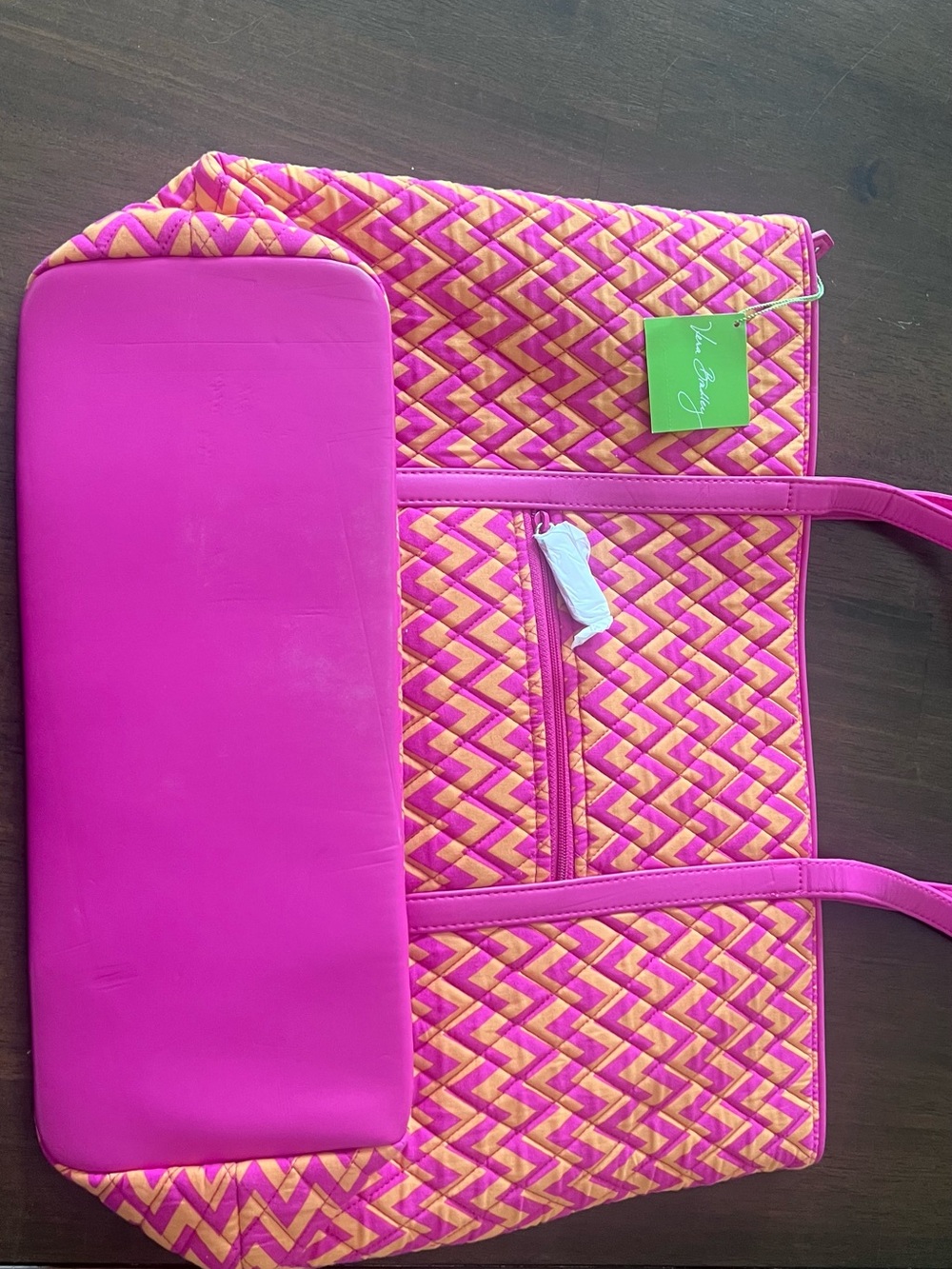 NWT Vera Bradley Retired Ziggy Zags Pink and Yellow Woven Quilted Tote